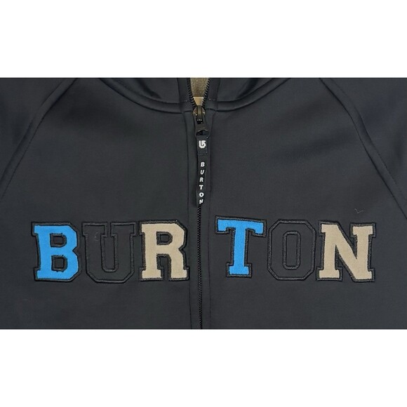 BURTON Black Full Zip Hooded Jacket Boys Large Fleece Lined Sweatshirt Spellout - Picture 4 of 12